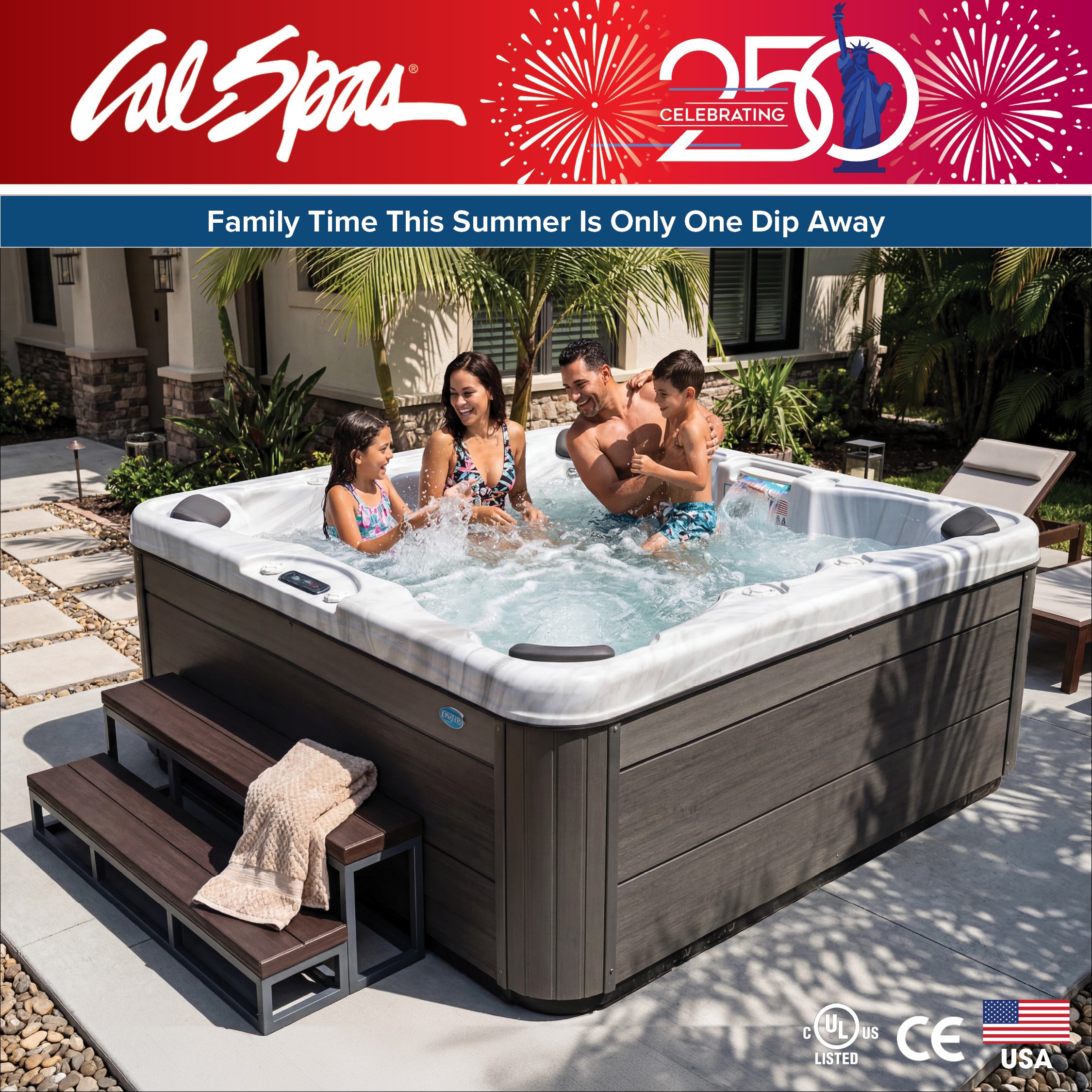 Calspas hot tub being used in a family setting - Sacramento